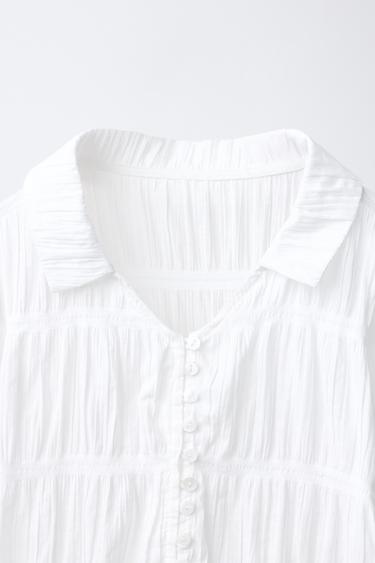 SHIRT WITH ELASTIC TRIMS - White by Zara - Image 2
