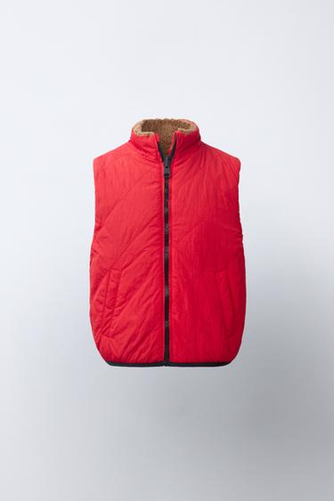 GILET SANS MANCHES RÉVERSIBLE EFFET MOUTON - Marron clair de Zara