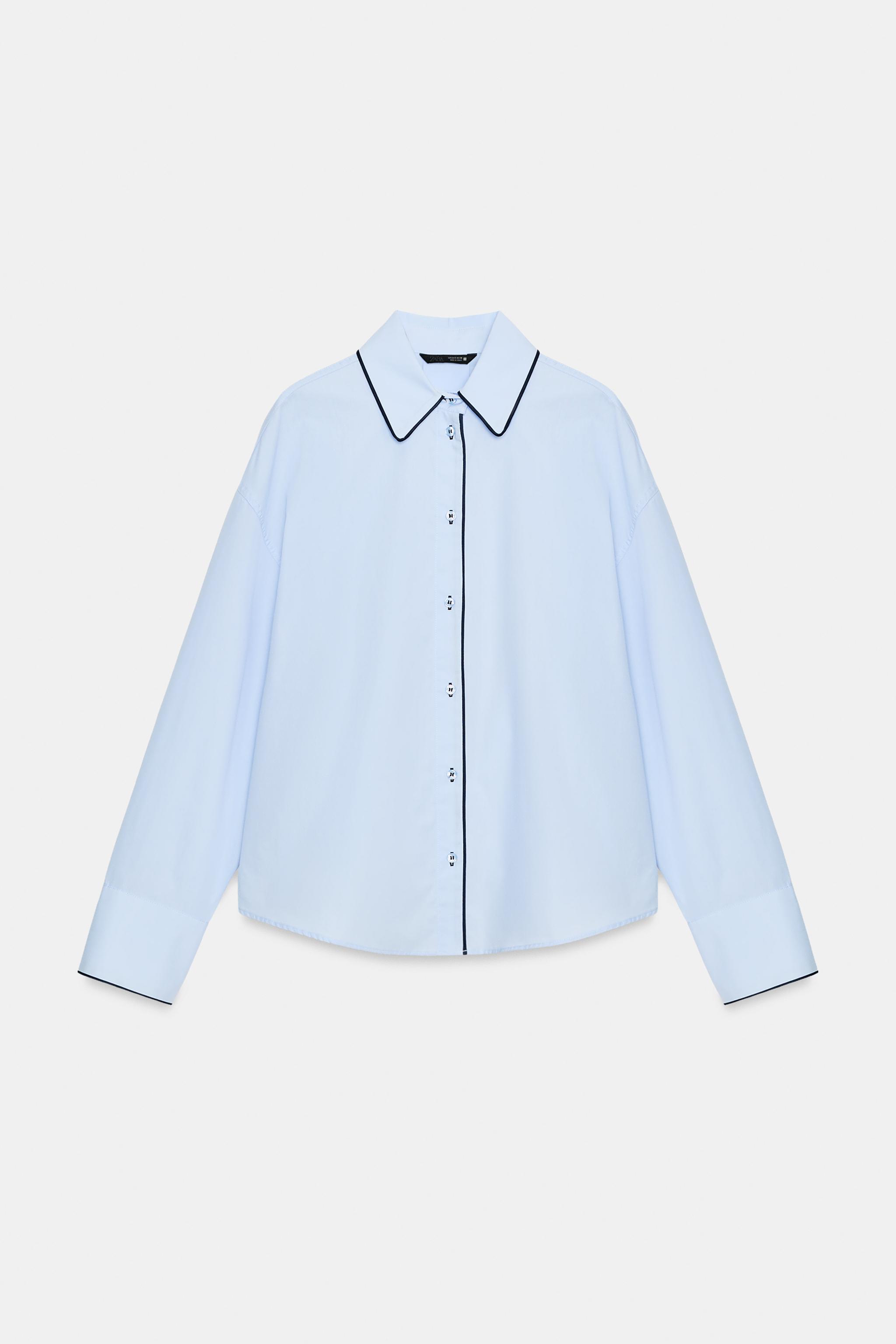 CONTRAST PIPING POPLIN SHIRT