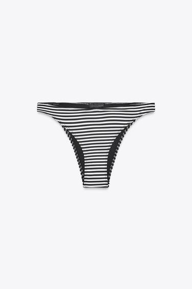 CULOTTE DE BIKINI À RAYURES - Écru / Noir de Zara - Image 6