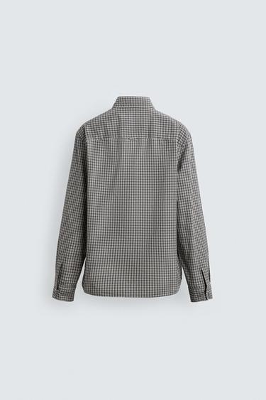 CHEMISE À CARREAUX ET POCHES - Gris / Marron clair de Zara - Image 7