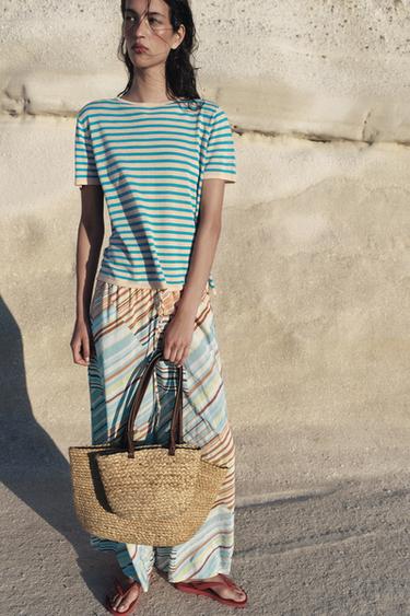 TOTE BAG DE RAMI - Bege-claro da Zara