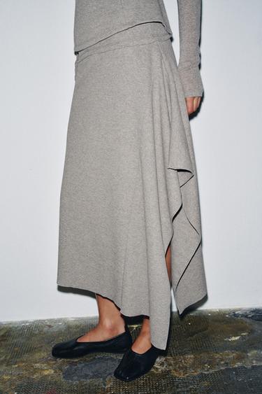 JUPE MI-LONGUE ASYMÉTRIQUE - Marron clair de Zara - Image 3