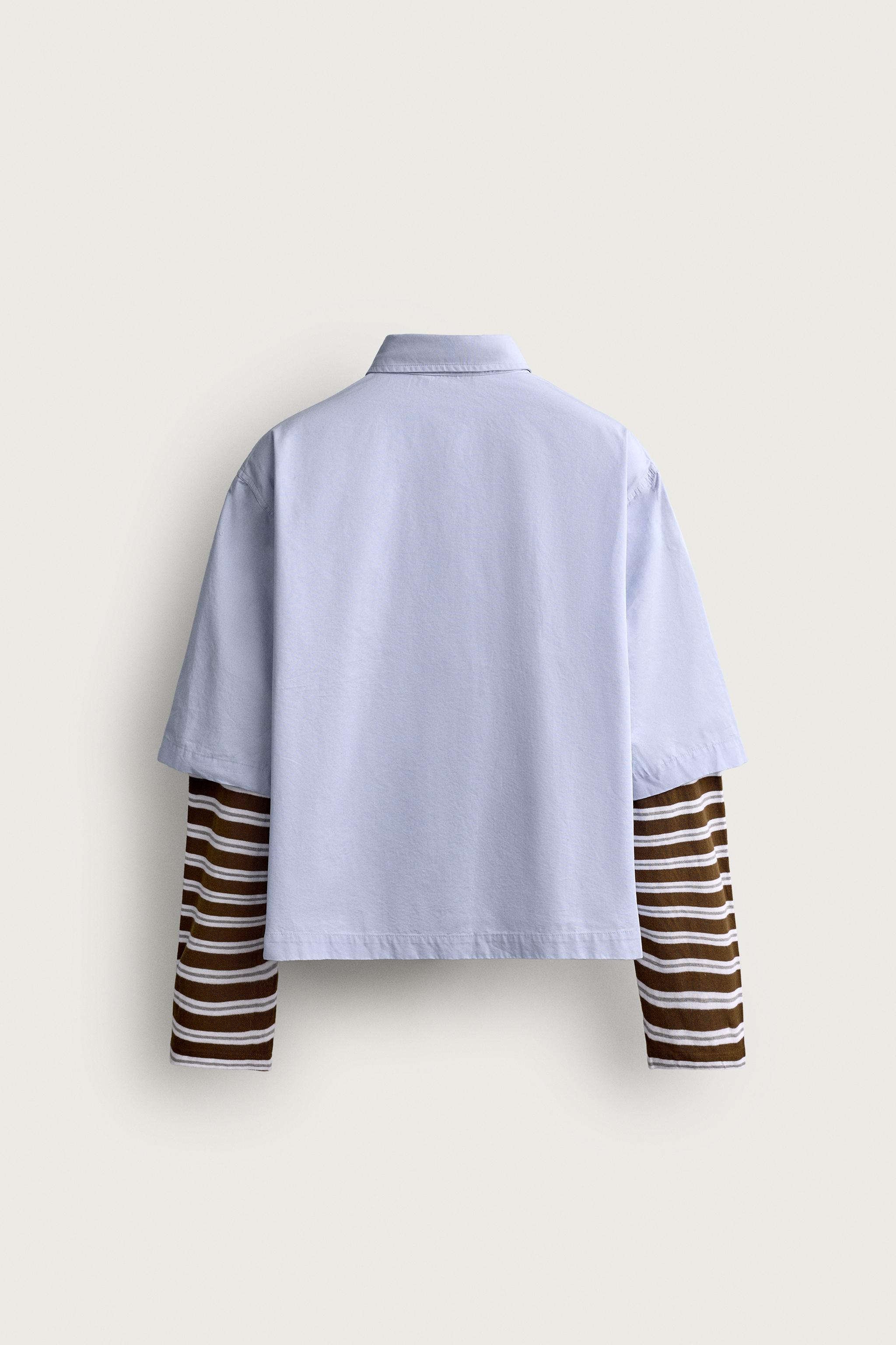 CHEMISE MANCHES EFFET SUPERPOSITION RAYURES