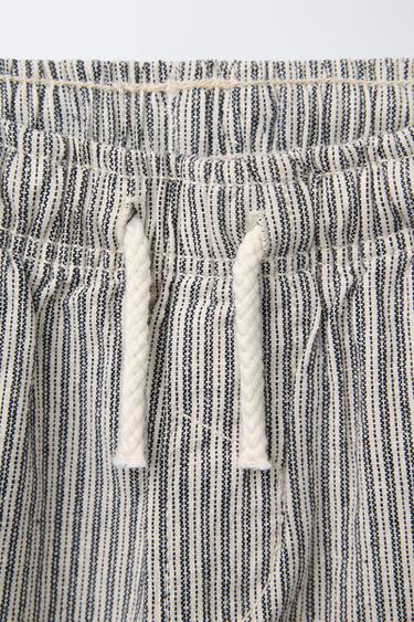 STRIPED BAGGY TROUSERS - Ecru / Blue by Zara - Image 2