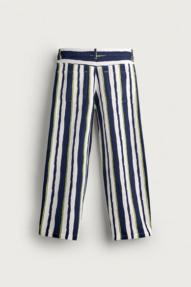 PANTALON STRAIGHT FIT À RAYURES - Bleu marine de Zara - Image 7