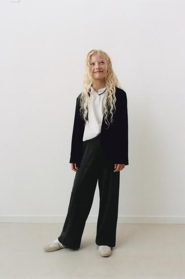 STRAIGHT HOUNDSTOOTH TROUSERS - Anthracite grey by Zara