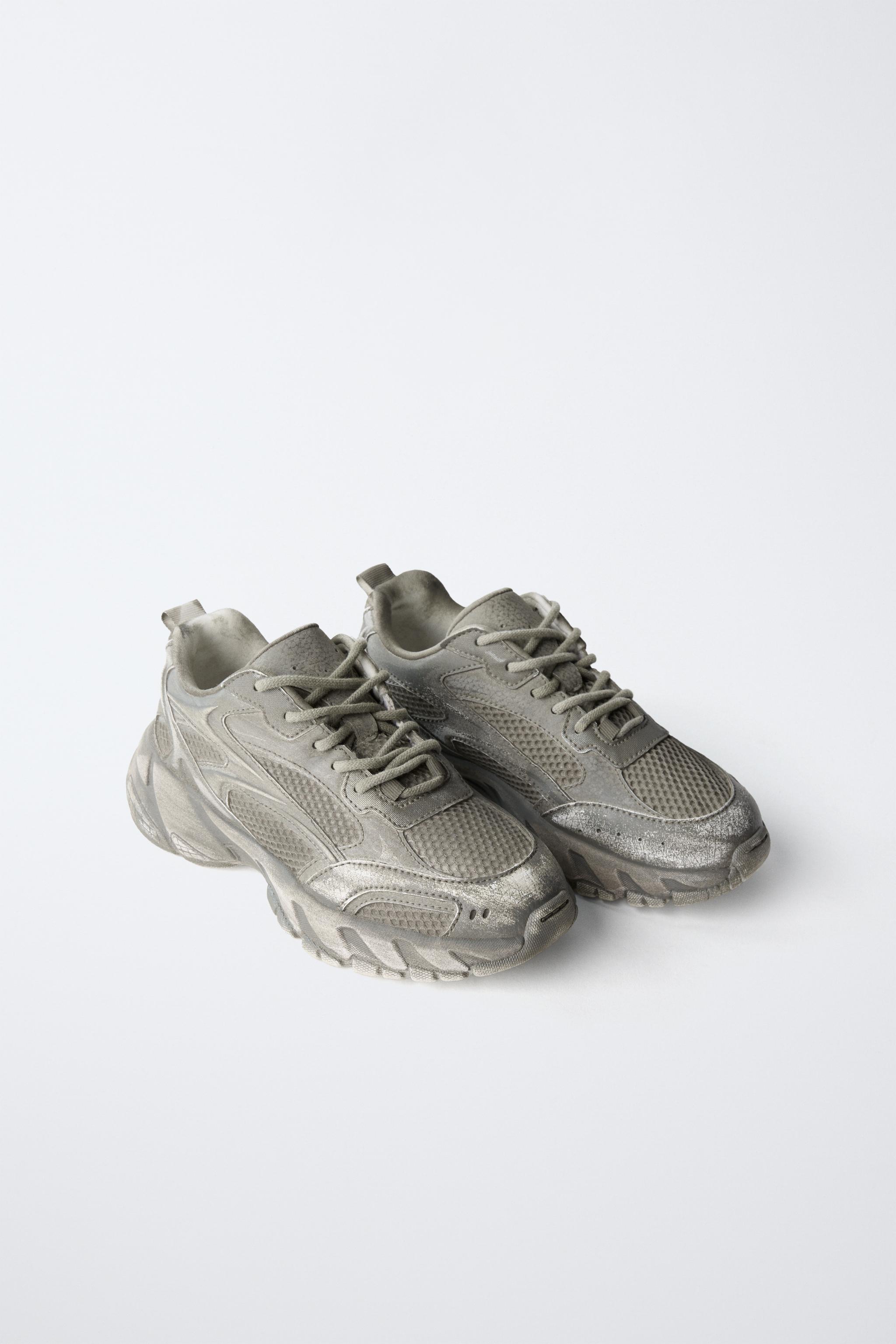 たかし WORN-EFFECT SNEAKERS - Gray | ZARA United States
