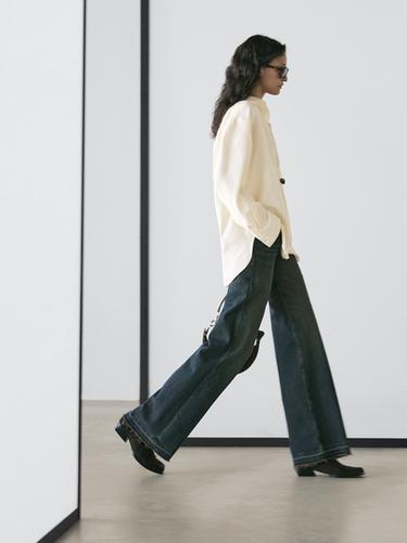 Camisa oversize manga larga - Blanco roto de Zara