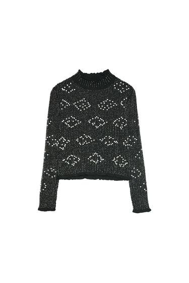 BEADED KNIT SWEATER