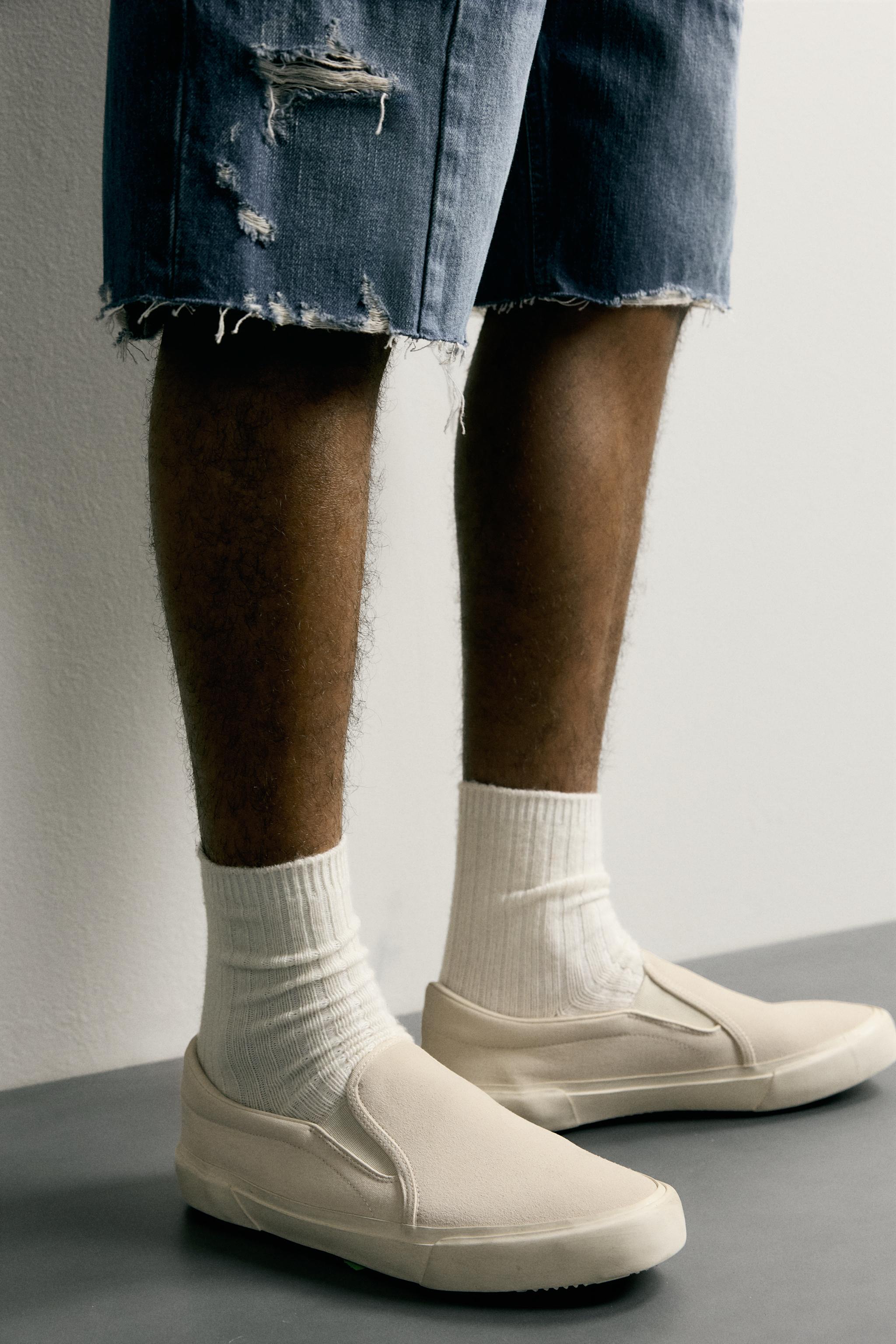 Мужские кроссовки Zara LEATHER MIXED MATERIAL SNEAKERS — фото 3