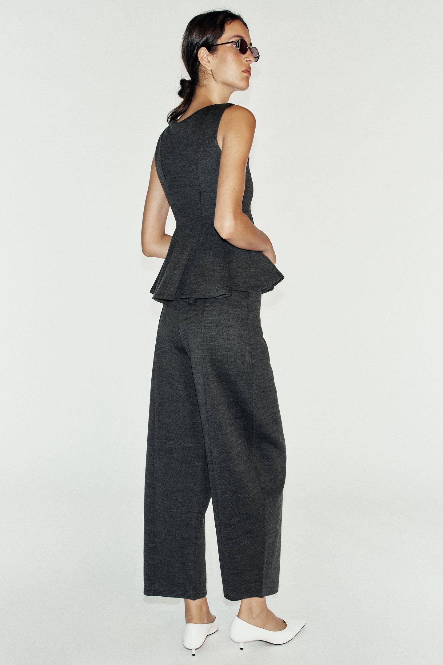 Женские брюки Zara Soft Barrel-Leg, цвет: Антрацитовый серый — фото 3