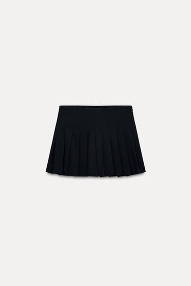 FALDA PANTALÓN TABLAS - Marino oscuro de Zara