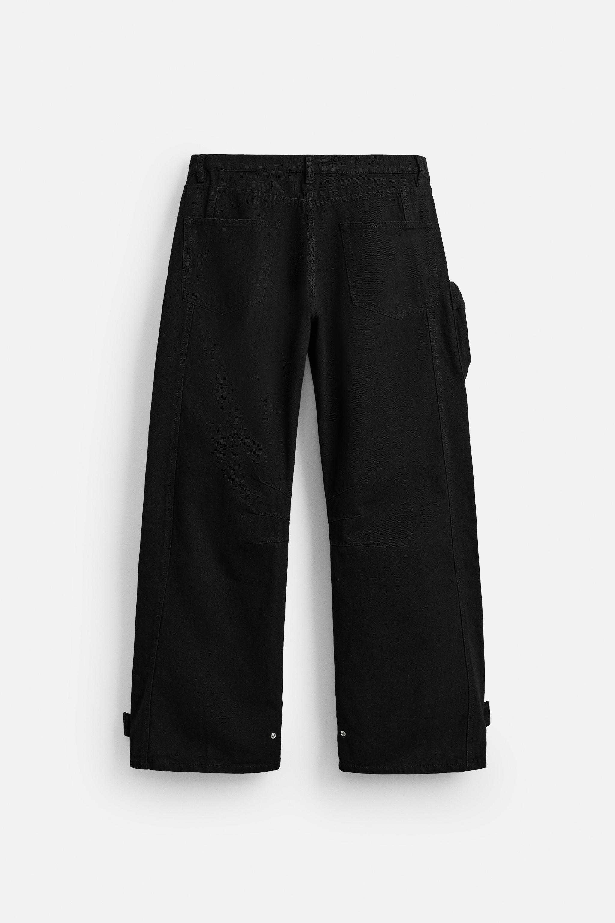 DENIM CARGO PANTS WITH POCKETS