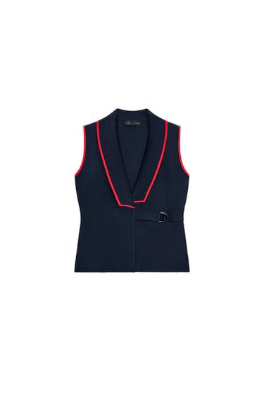 DOUBLE-BREASTED WAISTCOAT WITH BUCKLES - Navy blue by Zara