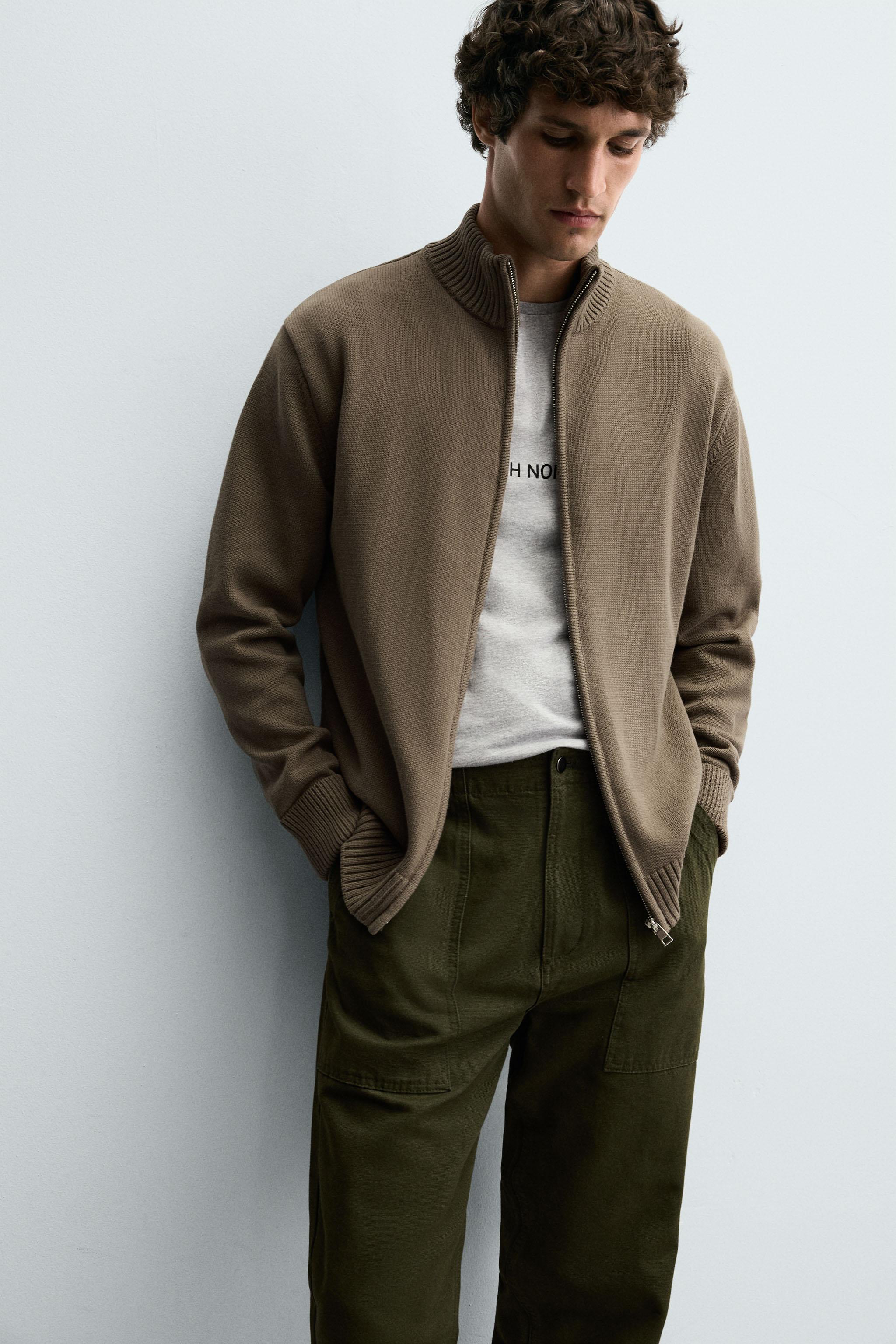 ZIP-UP KNIT CARDIGAN - Moss green | ZARA United States