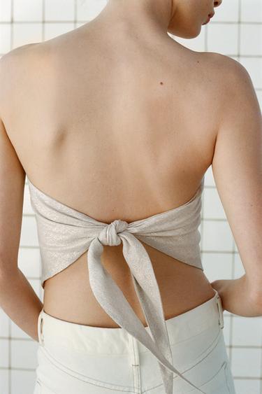 TOP FOULARD FIL MÉTALLISÉ - Argent de Zara - Image 1