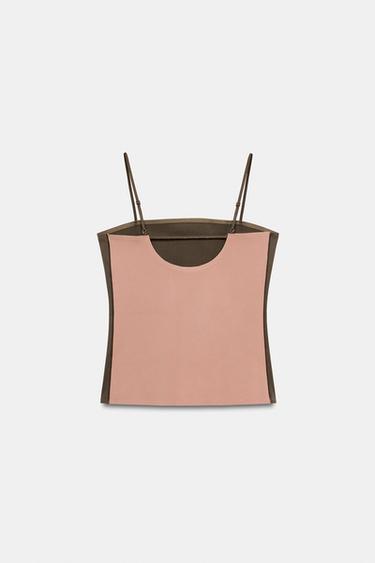 TOP POLYAMIDE BRETELLES - Marron clair de Zara - Image 5
