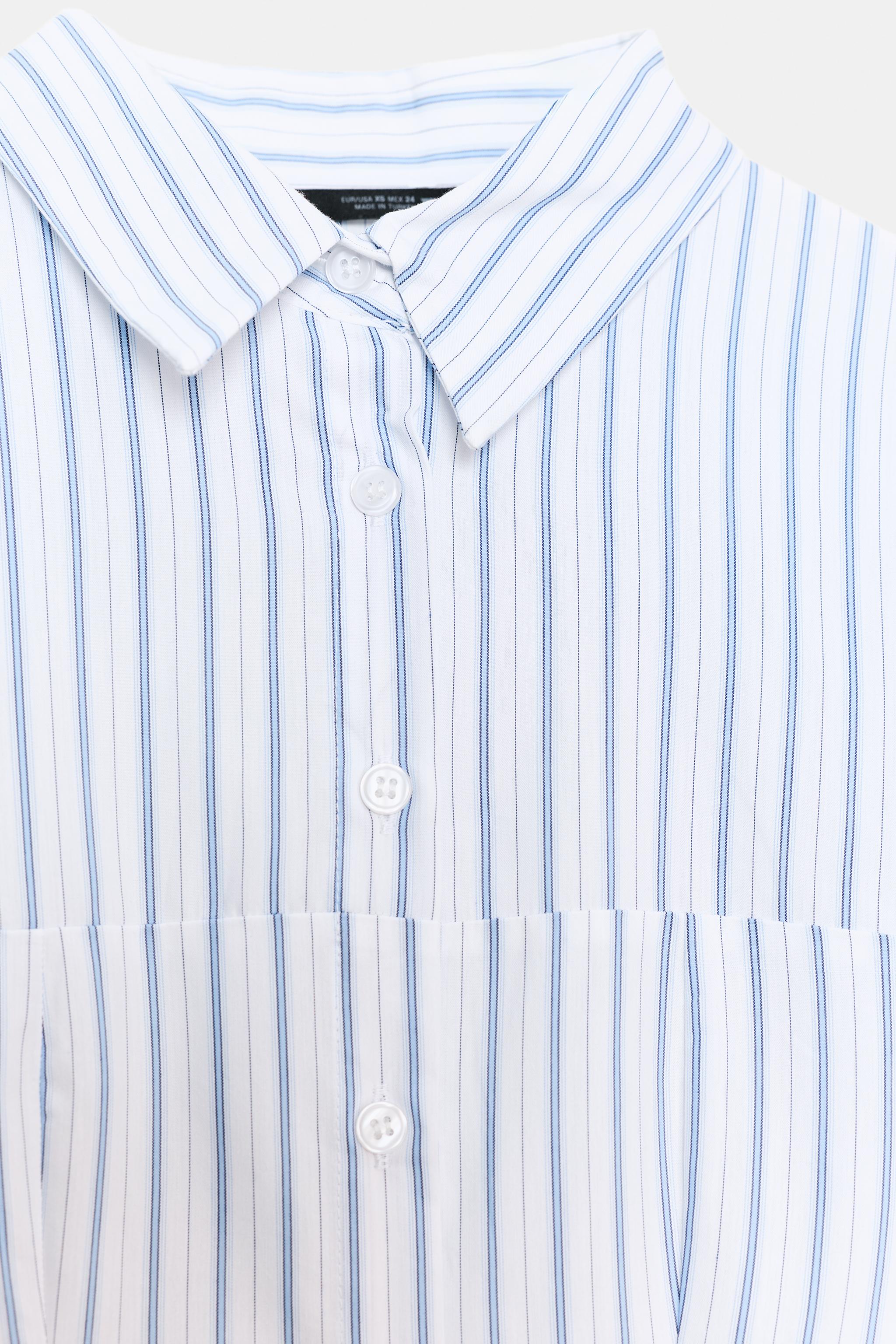 STRIPED MIDI SHIRT DRESS - White / Turquoise | ZARA United States STRIPED MIDI SHIRT DRESS - White / Turquoise | ZARA United States