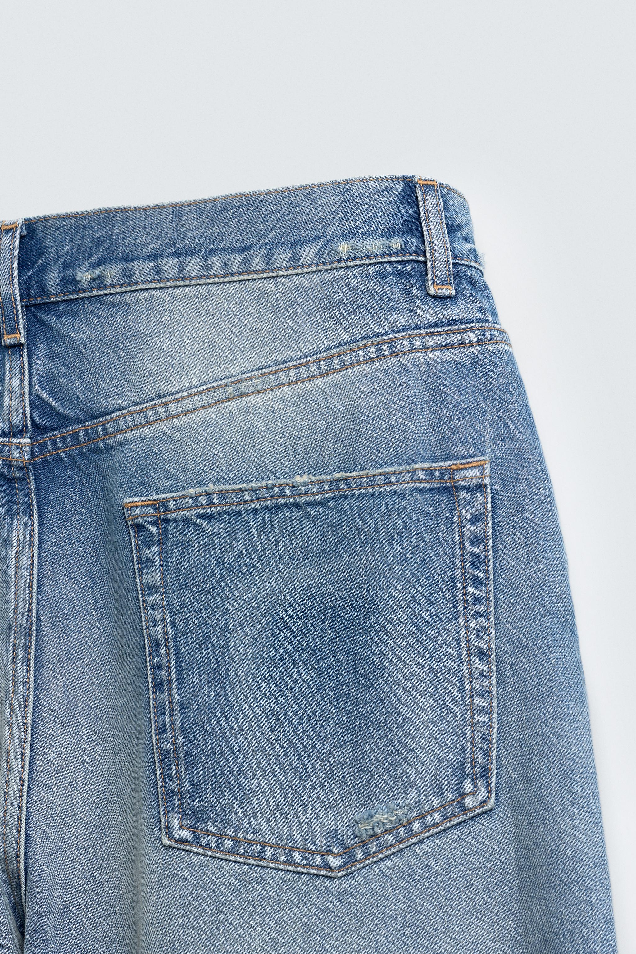 ダメージ加工リラックスフィットジーンズ - ブルー | ZARA Japan / 日本