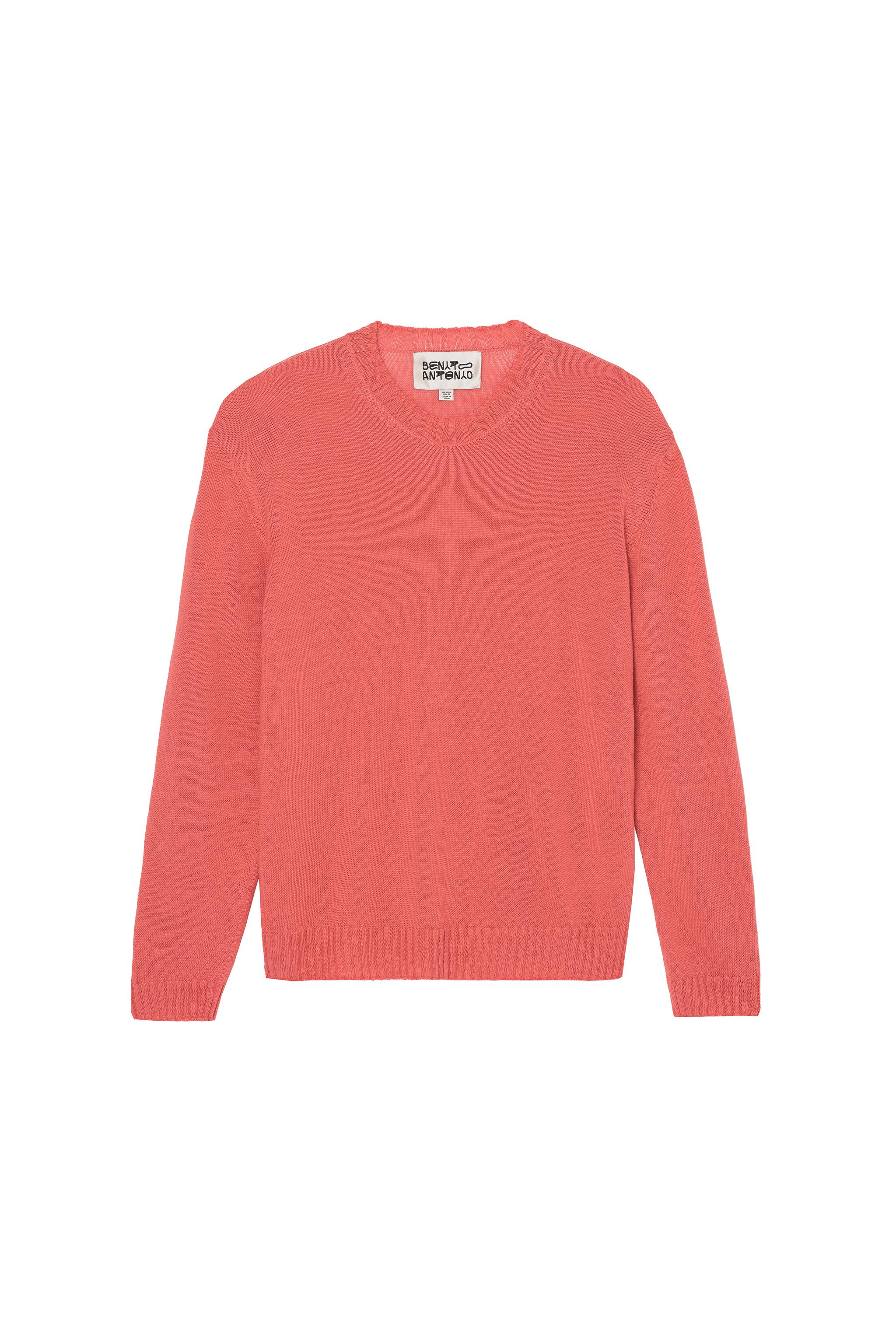 RELAXED FIT 100% LINEN JUMPER — Coral