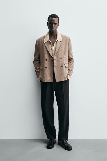 TEXTURED DOUBLE-BREASTED BLAZER - Mid-camel by Zara - Image 0
