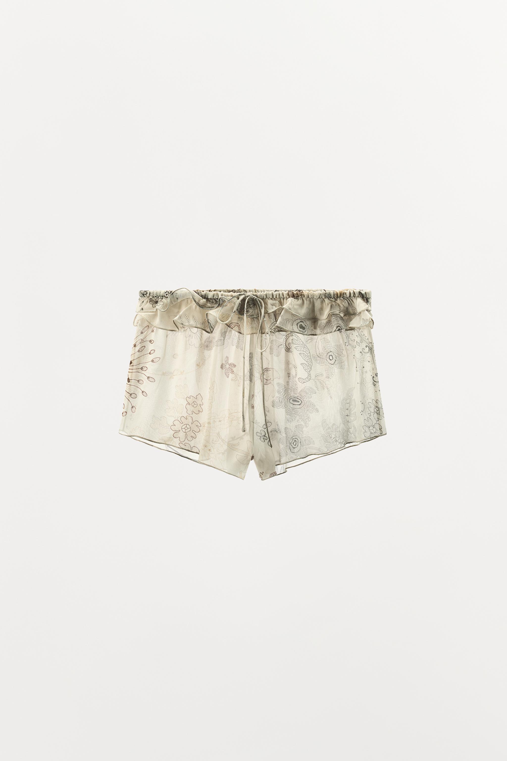 フリルプリントショートパンツ - オフホワイト | ZARA Japan / 日本