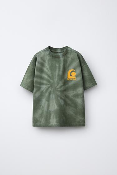 TIE-DYE PRINT PLUSH T-SHIRT - Green by Zara
