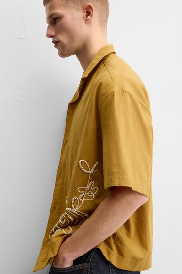 BEADED EMBROIDERY SHIRT - Mustard by Zara - Image 6