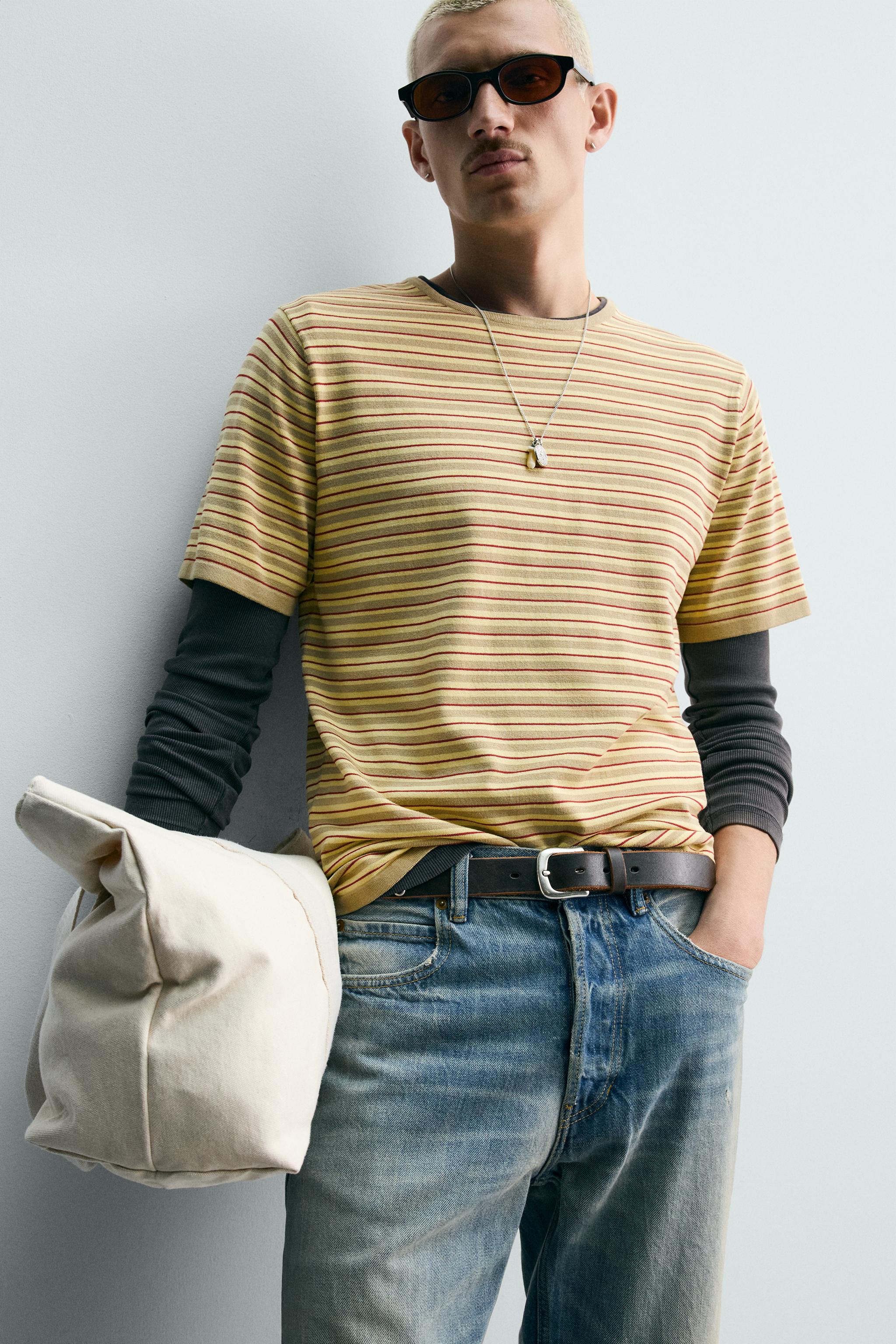 T-SHIRT JACQUARD À RAYURES