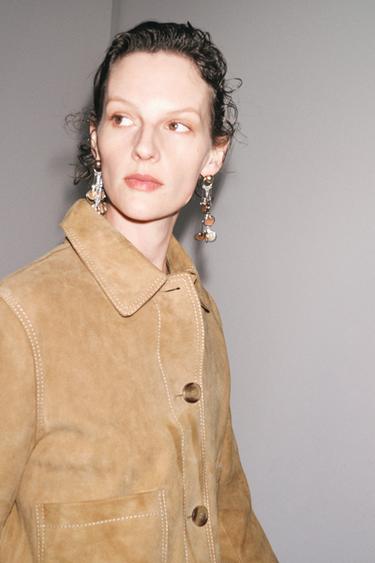 Zara ZW COLLECTION LIMITED EDITION 100% SUEDE JACKET - taupe brown