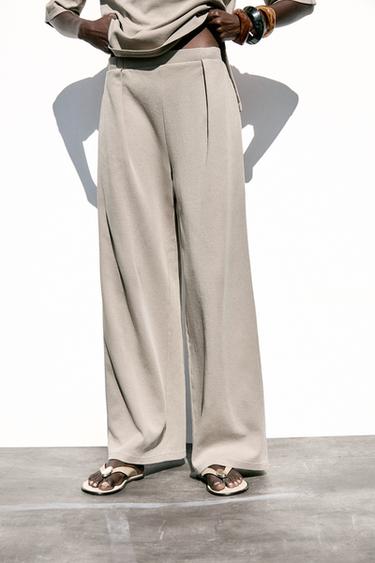 PANTALON INTERLOCK EFFET DÉLAVÉ - Sable de Zara