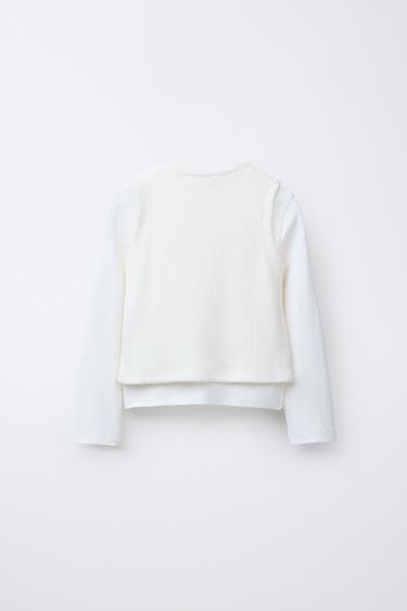 T-SHIRT AVEC GILET ET CLOUS - Écru de Zara - Image 2