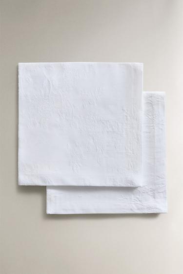 ZESTAW BAWEŁNIANYCH SERWETEK ŻAKARDOWYCH (2 SZT.) - Biały Zara