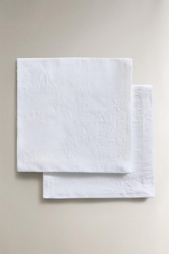 SERVIETTE AUS BAUMWOLLE MIT JACQUARD (2ER-PACK) - Weiß von Zara - Bild 0
