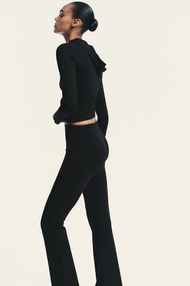 SEAMLESS POLYAMIDE FLARE TROUSERS - Black by Zara - Image 2