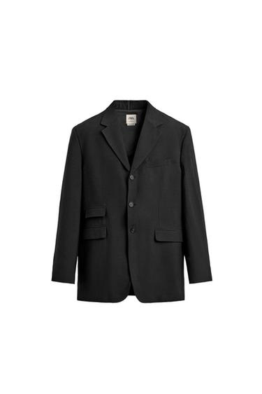 RELAXED FIT VISCOSE/LINEN SUIT BLAZER - Black by Zara