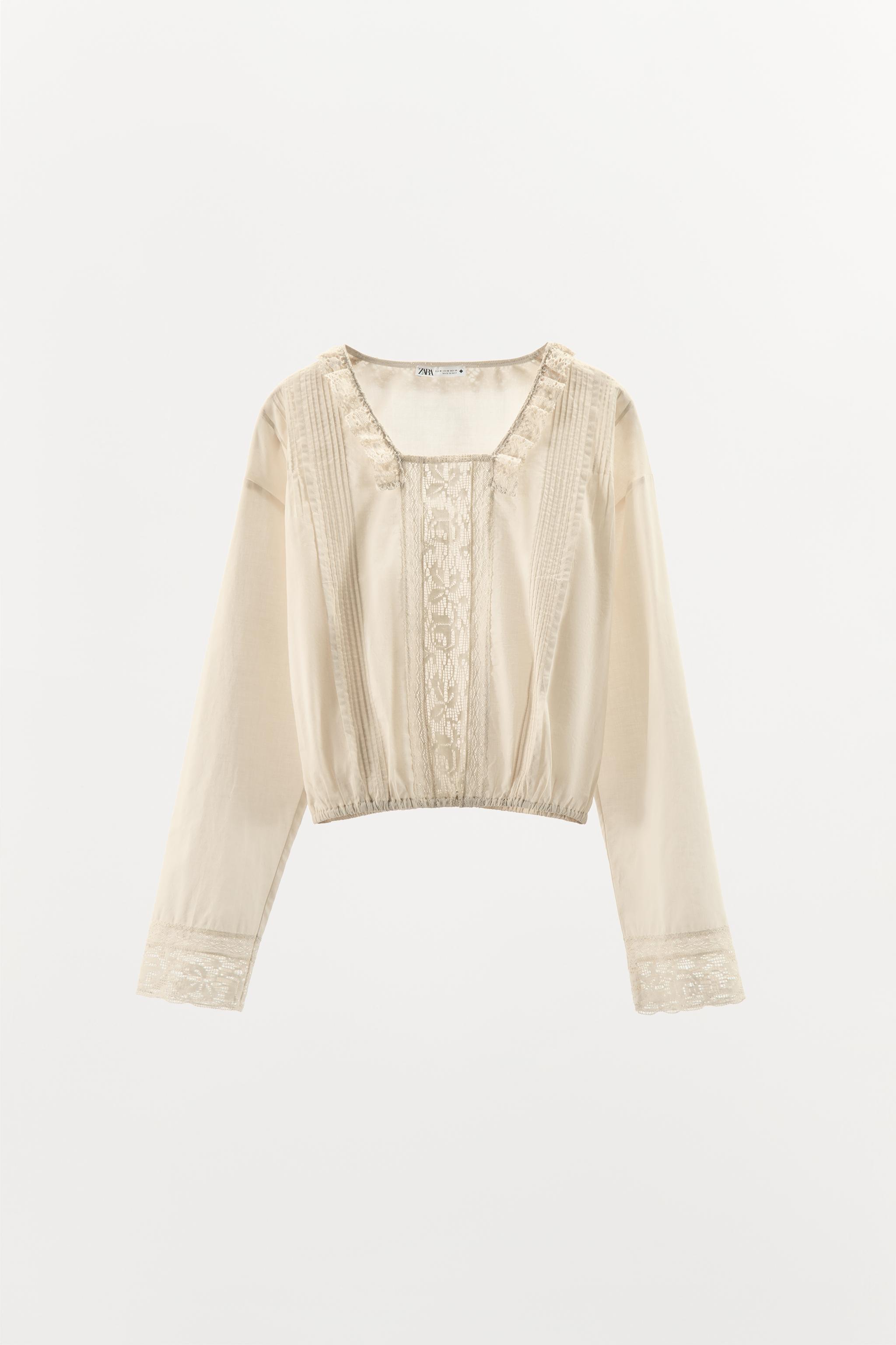 LACE TRIM SHIRT - Oyster-white | ZARA United States