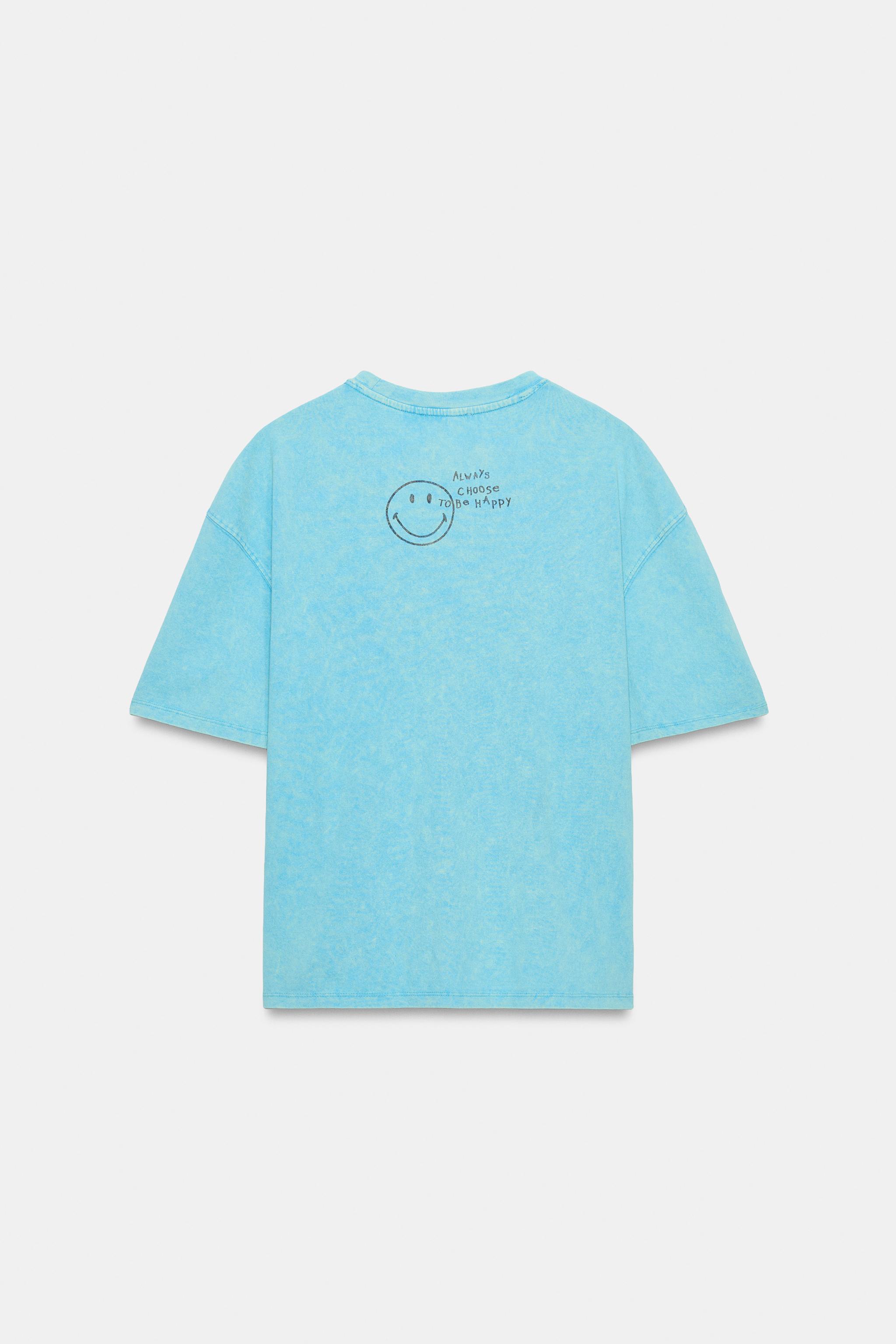 Женские футболки Zara SMILEY® WASHED EFFECT T-SHIRT — фото 6