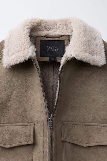 DOUBLE-FACED FAUX SHEARLING BOMBER JACKET - Brown / Taupe by Zara - Image 5
