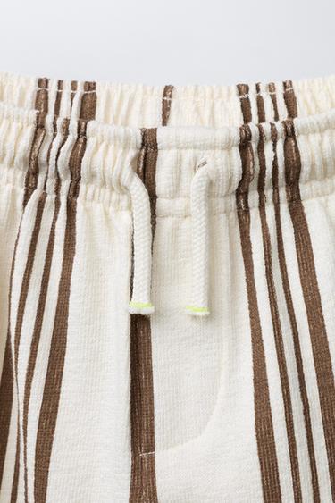 PANTALON À RAYURES - Écru / Marron de Zara - Image 2