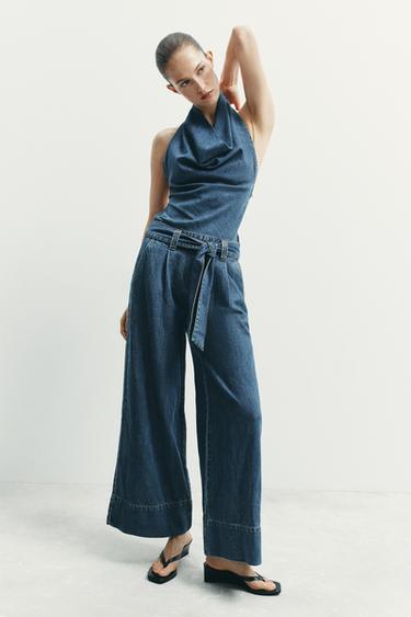 MONO Z1975 HALTER DENIM CINTURÓN - Azul de Zara