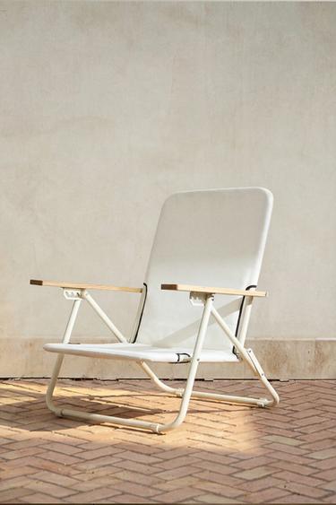 Zara FOLDING BEACH CHAIR WITH WOODEN ARMRESTS - Ecru