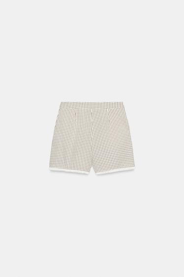CHECKED FRINGED BERMUDA SHORTS - Ecru by Zara - Image 7