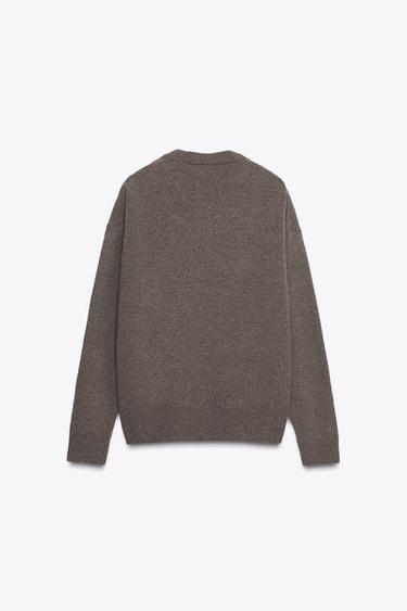 PULL CACHEMIRE ET LAINE MANCHES LONGUES - Marron / Taupe de Zara - Image 5