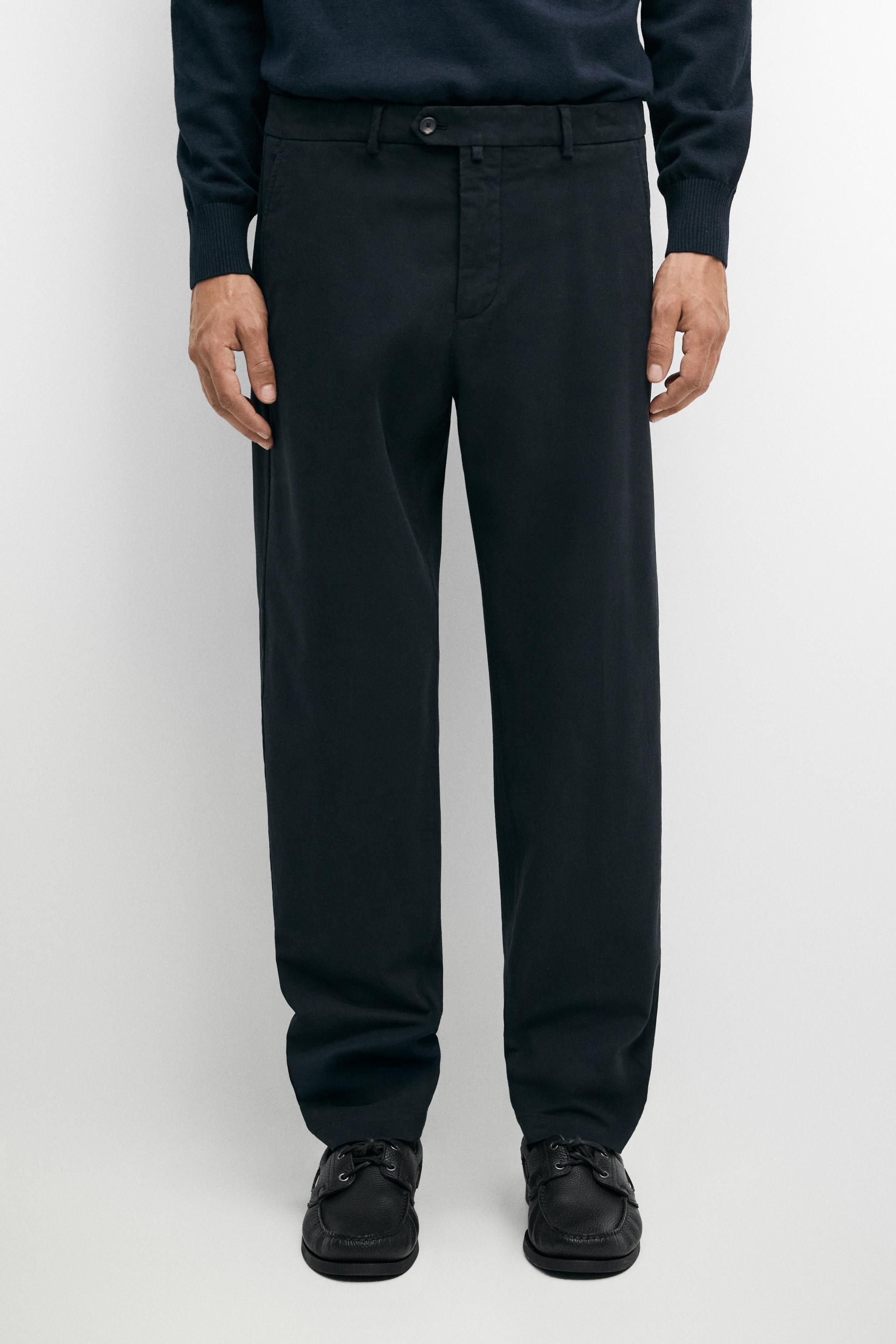 100% cotton slim fit pants — Navy blue