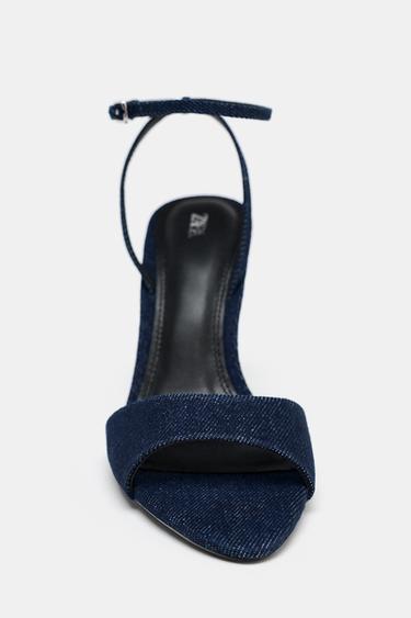 SANDALES À HAUTS TALONS EN DENIM - Bleu de Zara - Image 4
