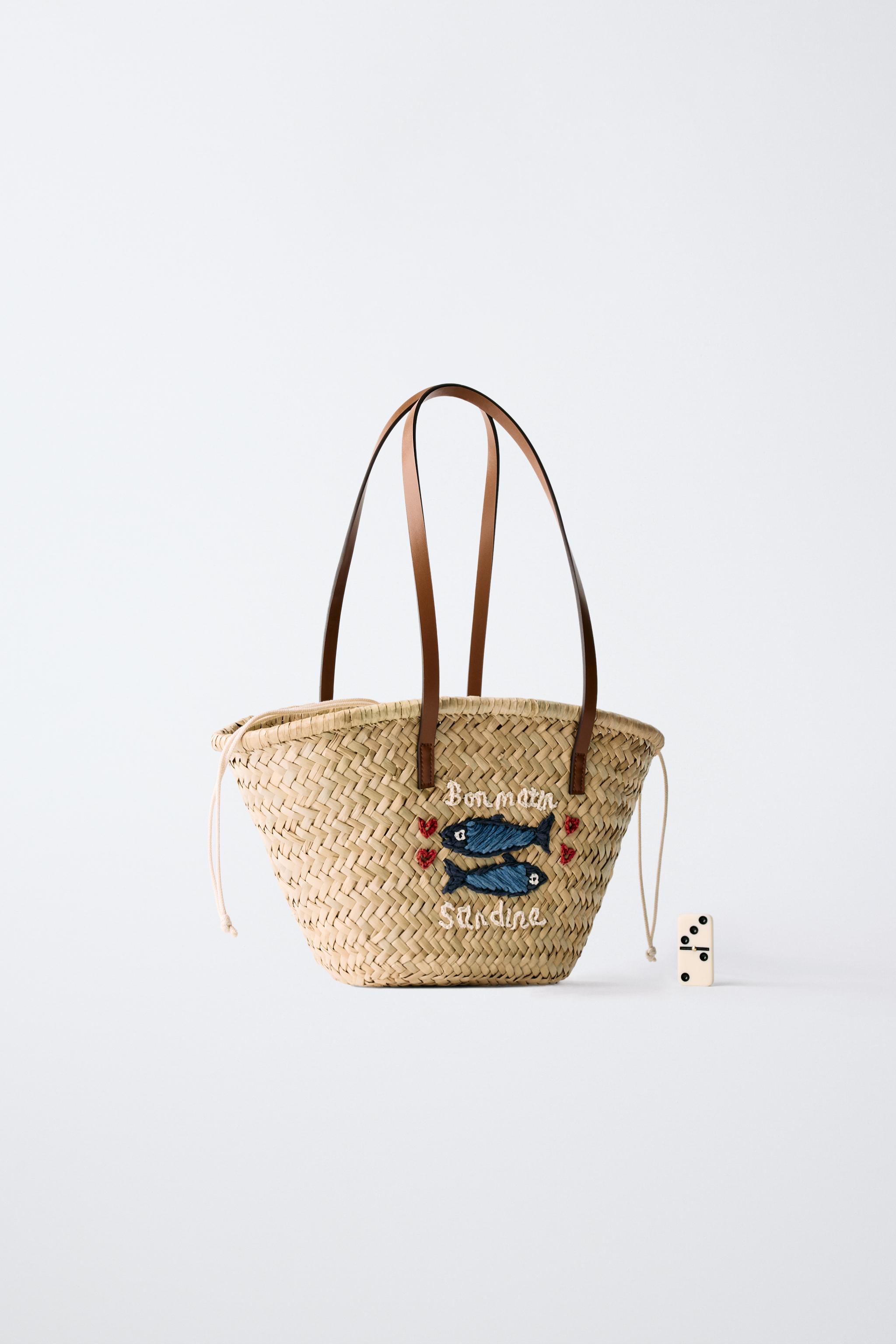 FISH RAFFIA TOTE BAG