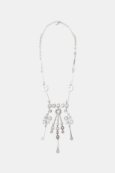 ДЛИННОЕ МЕТАЛЛИЧЕСКОЕ ОЖЕРЕЛЬЕ С КРУГАМИ — СЕРЕБРИСТЫЙ от Zara