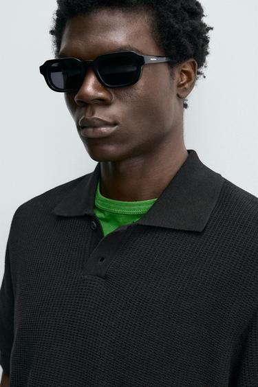 POLO REGULAR FIT EN MAILLE STRUCTURÉE - Noir de Zara - Image 4